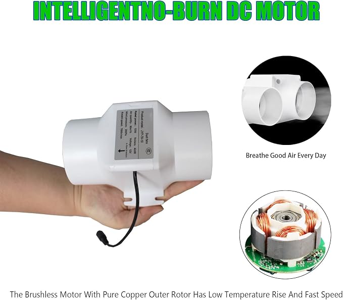 14W 2.3Inches Duct Inline Fan 60mm Mini Intake Fume Extractor Low Noise 57CFM - Image 4
