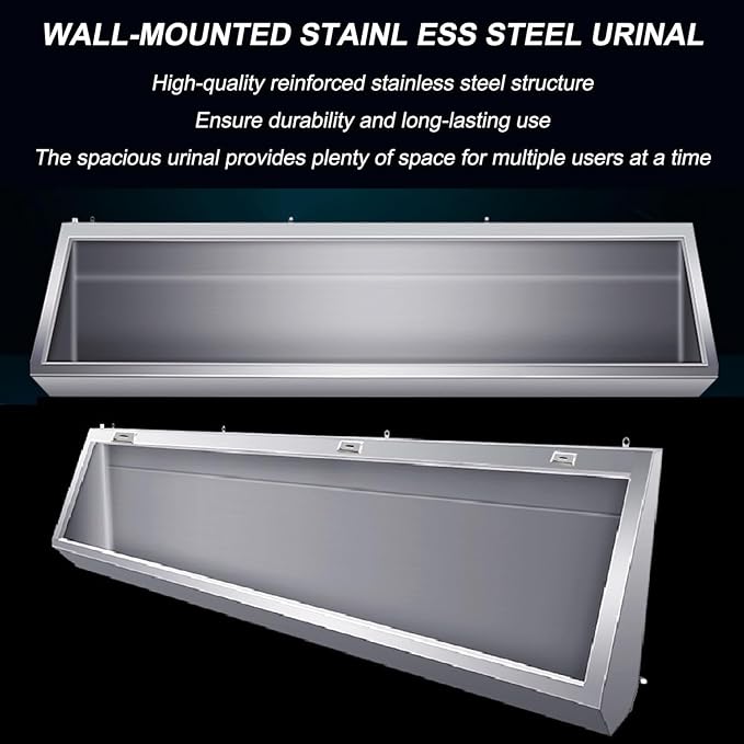Wall-Mounted Stainless Steel Urinal Trough - Image 3