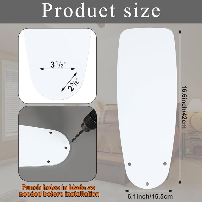 5 Pack Replacement Fan Blades for 42"/52" Ceiling Fan Waterproof Blades - Image 2
