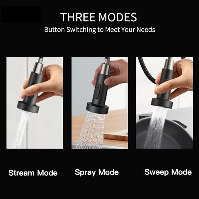 Smart Touch On Kitchen Faucet, 3 Modes Pull Down Sprayer, Sensor Activated, Ceramic Disc Valve, 360-Degree Rotation, 1 or 3 Hole Deck Plate. 10-Year Warranty. (KW-62R, Black)