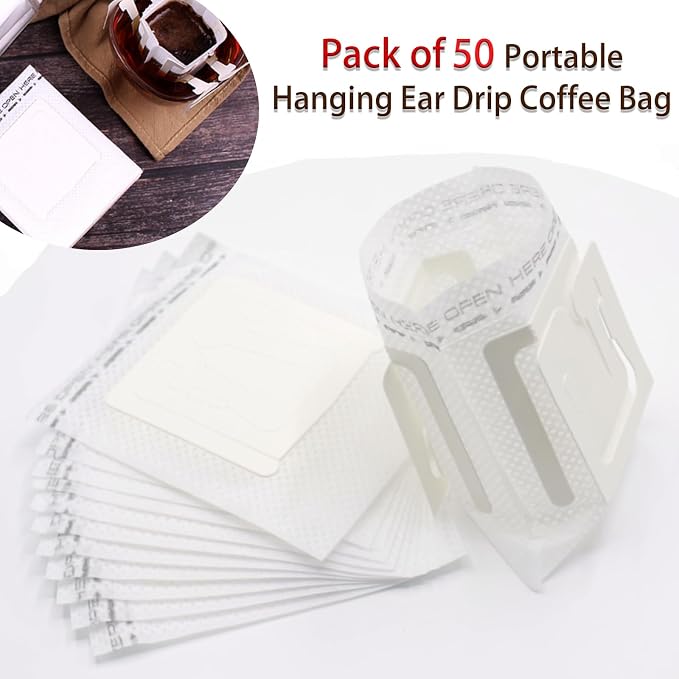 Pack of 50 Portable Hanging Ear Drip Coffee Bag, Single Serve Disposable Coffee - Image 5