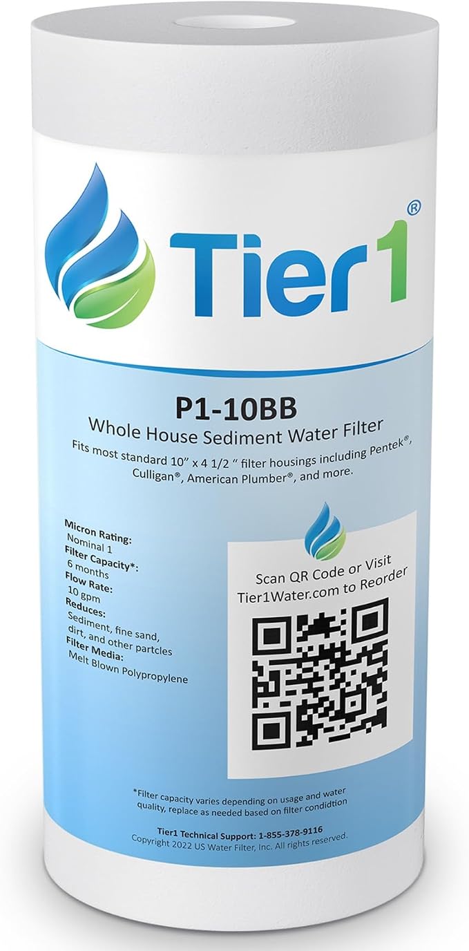 Tier1 1 Micron 10x4.5 Water Filter | Spun Wound Polypropylene Whole House by Tier1