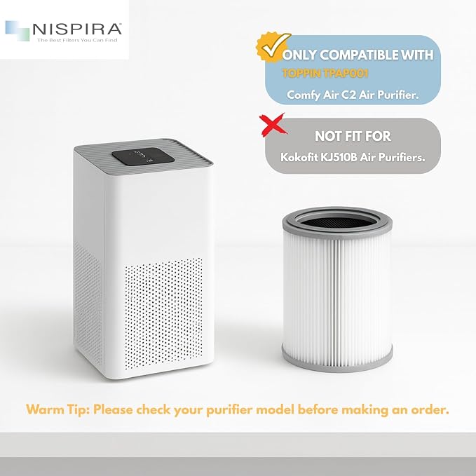 Nispira 3-in-1 True HEPA with Activated Charcoal Replacement Filters, - Image 3