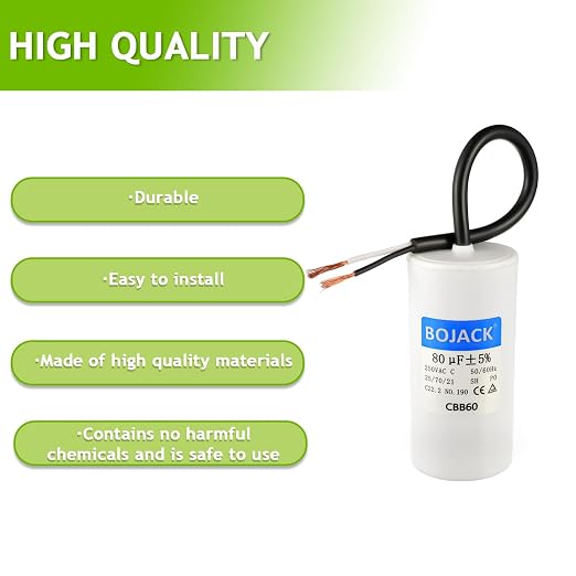 BOJACK Run Capacitor 80 uF MFD 250V AC 80 MFD CBB60 2 Wire 50/60Hz Cylinder - Image 7