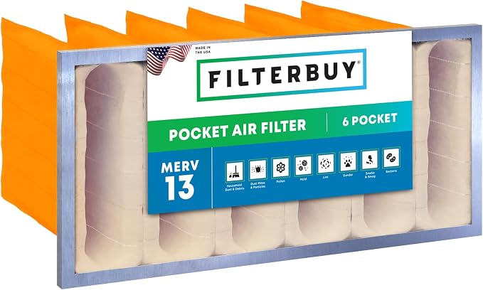 Filterbuy 16x25x12 6-Pocket Air Filter MERV 13 HVAC Replacement by Filterbuy