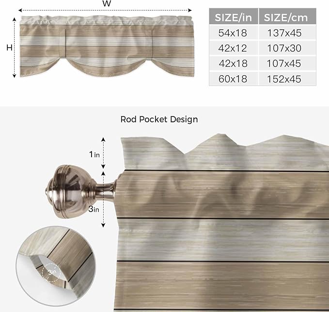 Brown Ombre Wooden Tie Up Valance Curtains - Image 6