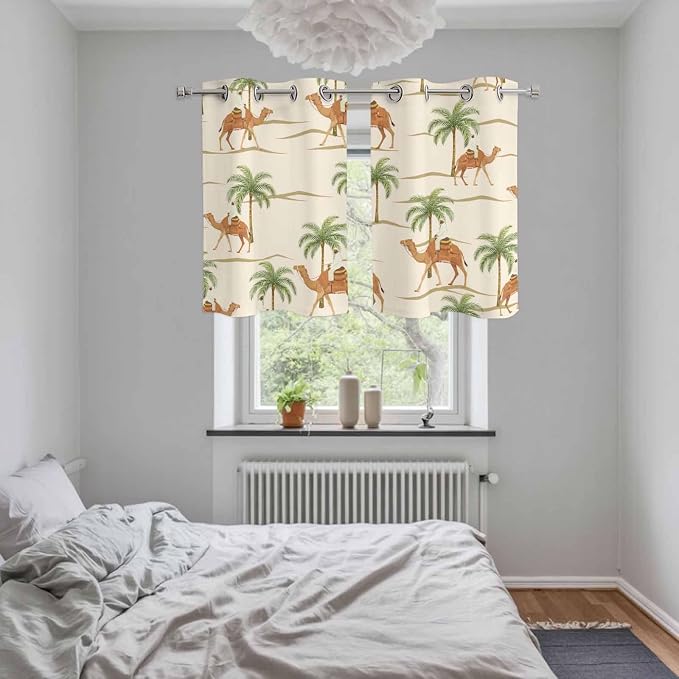 2 Panel Kitchen Cafe Curtains, Date Coconut Tree Sunlight Filtering Nature Air - Image 5