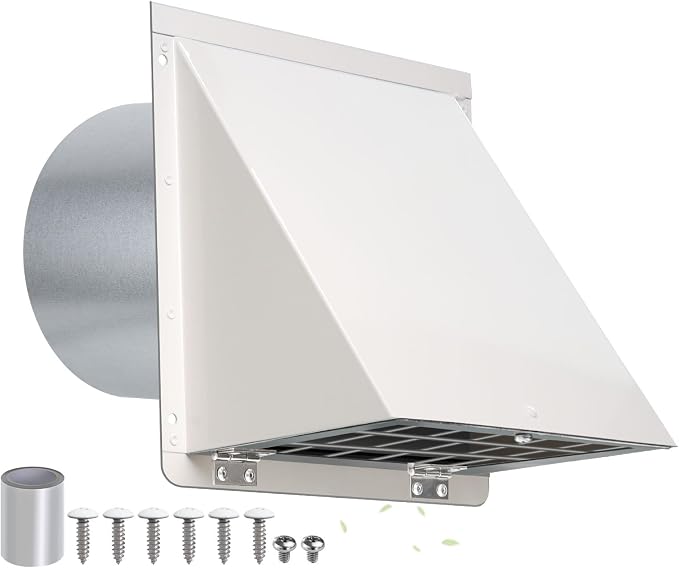 6 Inch Hooded Wall Vent with Mesh&Damper, 6in Dryer Vent Cover Outside Metal by JYINCPED