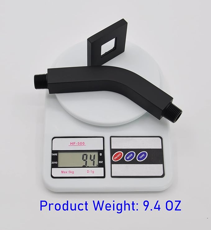 Aquaiaw Square Shower Arm and O-Ring Flange, 6 inch, Solid Brass, Both Soldered 1/2 NPT Tapered Threads, Matte Black Wall Mount Shower Arm Extension with Escutcheon, for Rainfall Shower Head Max. 10"
