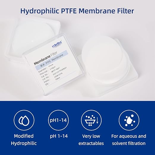 100 Pieces/Pack PTFE Disc Membrane Filters Hydrophilic 47mm Diameter 0.22µm - Image 3