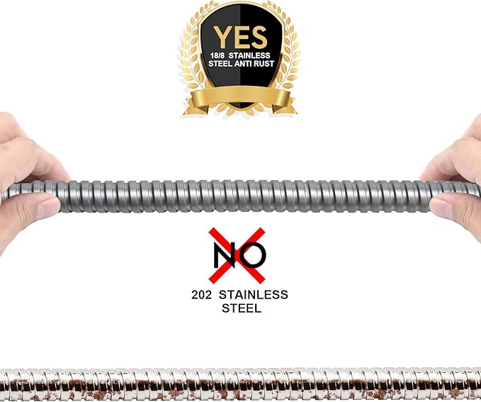 Shower Hose Extra Long 59 Inches Handheld Shower Head Hose with Brass Insert and Nut - Durable and Flexible - Gray