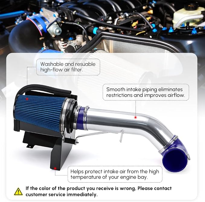 PTNHZ 4" Cold Air Intake Filter w/Heat Shield Kit Compatible - Image 2