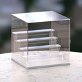 Choowin 5 Tier Clear Acrylic Display Case for Collectibles, Mini Figures, Pop Mart, Labubu, Sonny Angel, Smiski - Assemble Dustproof Acrylic Display Box with Door, Stand (White Base, Clear Step)