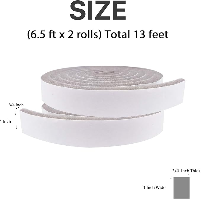 Air Conditioner Foam-2 Rolls, 1 Inch Wide X 3/4 Inch Thick Total 13 Feet Long - Image 2