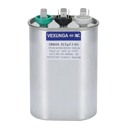 VEXUNGA 35/5 uF 35+5 MFD 370V 440V 450V Oval Dual Run Start AC Capacitor 35 5 by VEXUNGA