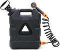 5.5 Gallon Portable Water Tank with Pump and 8 Modes Sprayer, Emergency Water Container for Camping Shower Off Road Shower Outdoor Hiking Picnic, Black