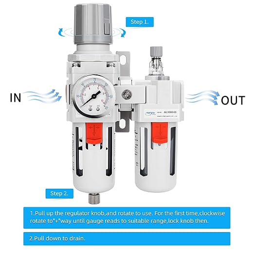NANPU 3/8" NPT Compressed Air Filter Regulator Lubricator Combo, Water/Oil Trap - Image 4