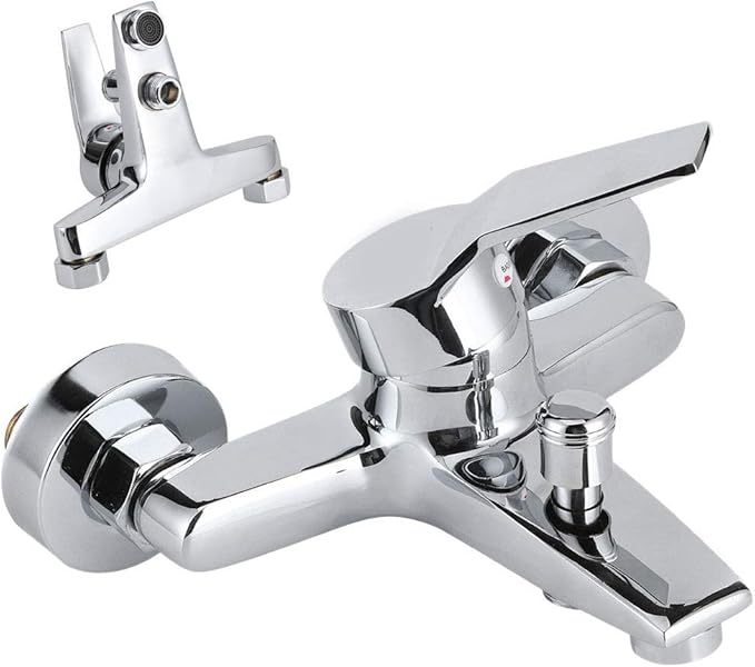 GLOGLOW G1/2in Thread Copper Shower Faucet, Wall Mounted Triple Mixer Tap with Single Lever Design, Electroplated Mirror Surface for Bathroom Bathtub