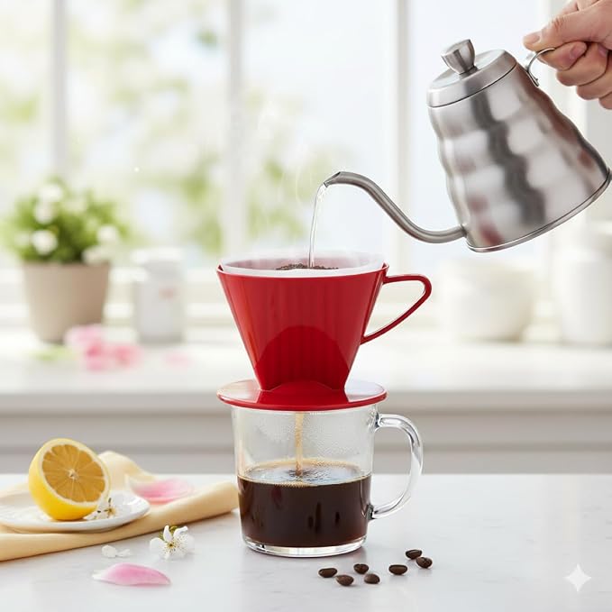 Fino Pour-Over Coffee Brewing Filter Cone, Number 2-Size, Brews 2 to 6-Cups - Image 2