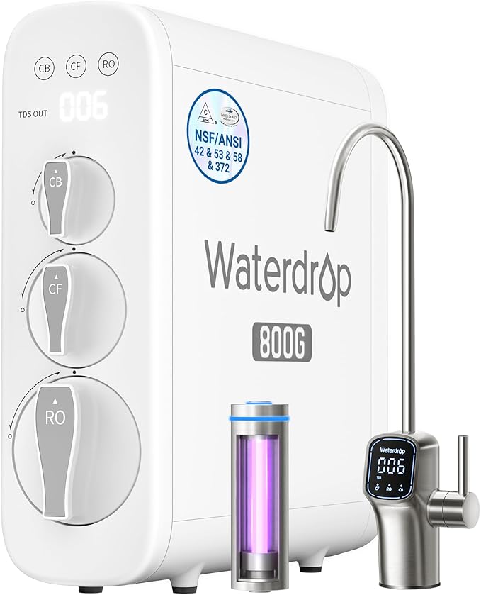 Waterdrop G3P800 Reverse Osmosis System, 800 GPD Fast Flow, NSF/ANSI 42 & 53 & by Waterdrop