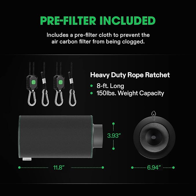 VIVOSUN 4 Inch Air Carbon Filter Smelliness Control - Image 6