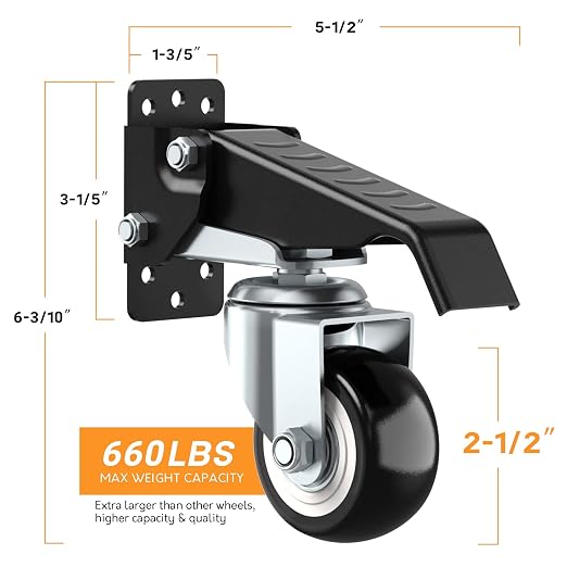 SOLEJAZZ Workbench Casters Wheels 660Lbs Retractable Casters Set of 4 Heavy - Image 3