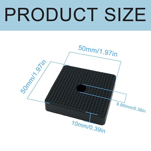 4 Pack-50x50x10 mm Thick Rubber Anti Vibration Pads, Square Rubber Isolation Pad - Image 2