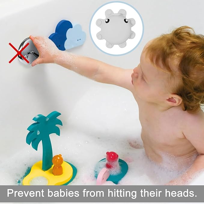 Abalter Bathtub Overflow Drain Cover Tub - Silicone Bathroom Cover, Bath Spa Accessories, Adds Inches of Water for Deeper&Warmer Bath，Grey Gray (ABCVXZY-Grey)