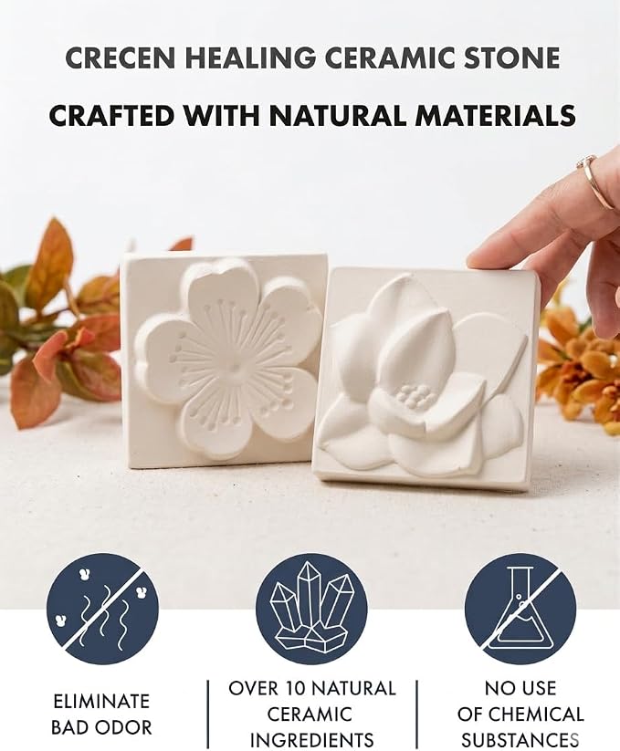 Air Purifying Healing Ceramic -Korean Flowers 4 Square Wall Tiles, One - Image 2