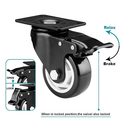 Caster Wheels - 3 Inch Casters Set of 8 Heavy Duty, BOSGEOT Locking Industrial - Image 5