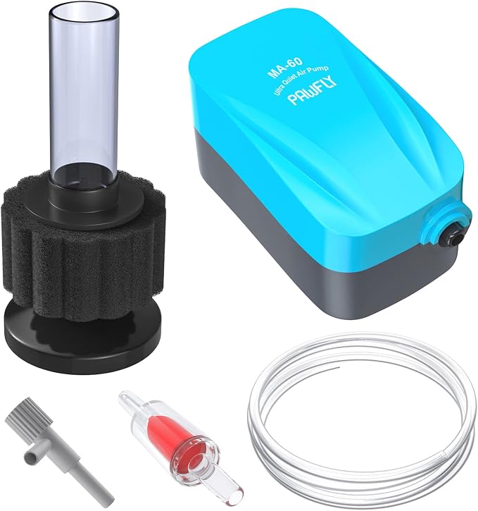 Pawfly Aquarium Air Pump with Nano Bio Sponge Filter Kit Air Control Valve by Pawfly