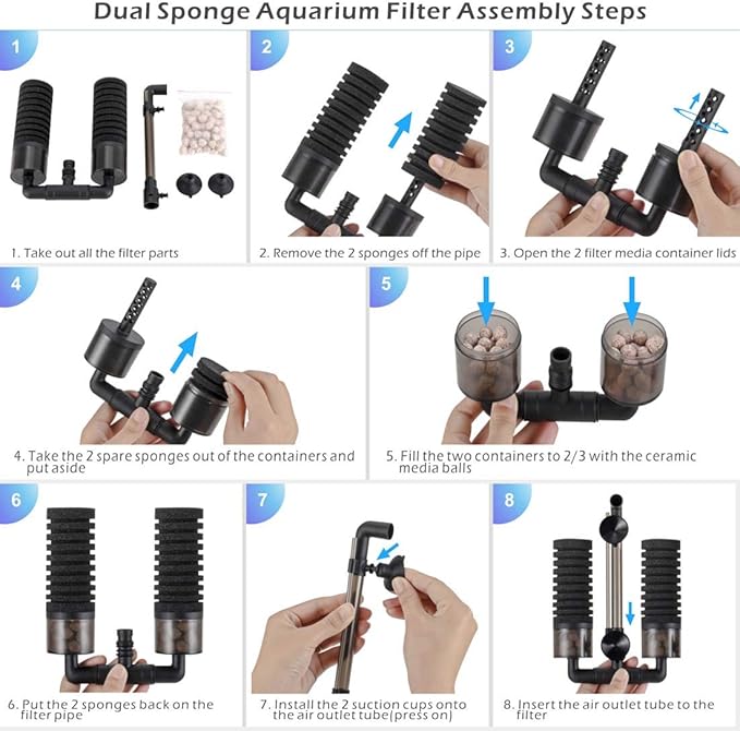 hygger Sponge Filter, Aquarium Filter Double Sponge Replaceable Media - Image 5