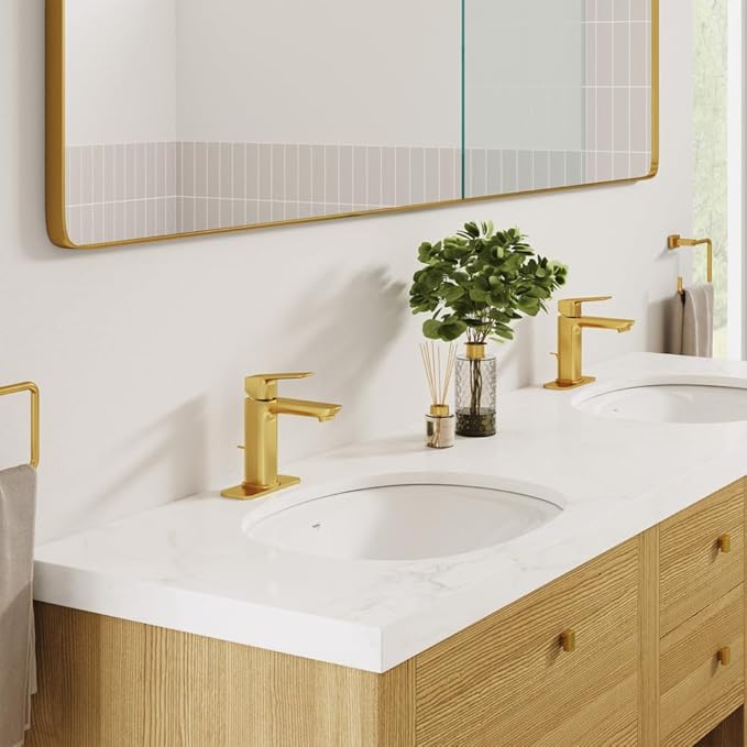 Grohe 101899GN00 Cubeo Single Hole Single Handle S-Size Bathroom Faucet, Less Drain, 1.2 GPM, Brushed Gold