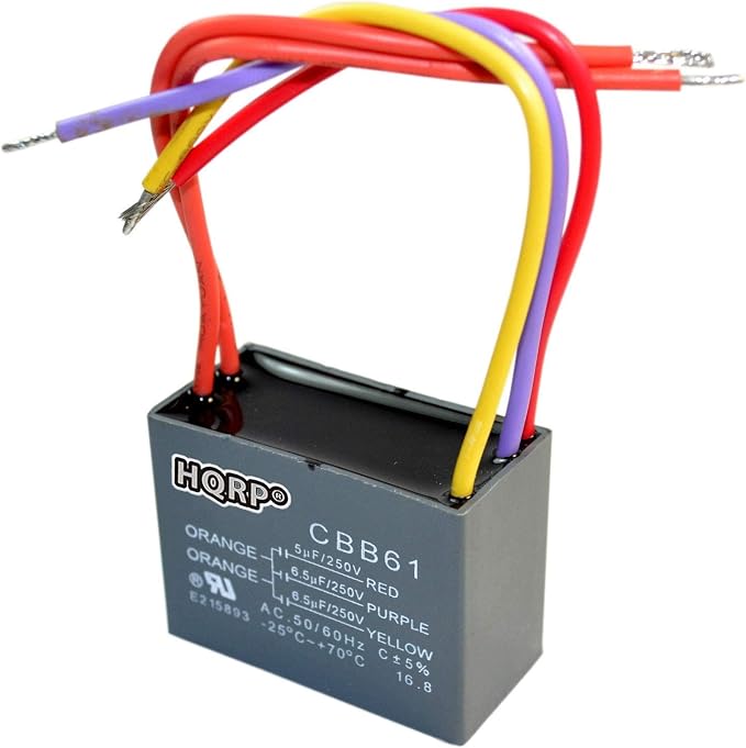 HQRP Capacitor compatible with Hampton Bay Ceiling Fan 5uf+6.5uf+6.5uf 5-Wire - Image 2