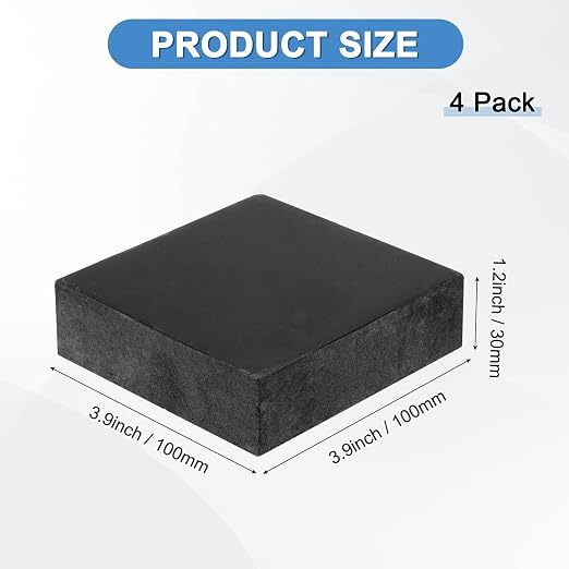 M METERXITY 4-Pack Rubber Anti Vibration Pads 3.9" Non-Slip Square Vibration - Image 3