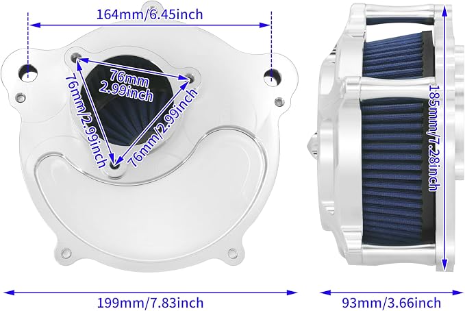 HDBUBALUS Motorcycle Air Filter Air Cleaner Intake System Cleaner Fit - Image 6
