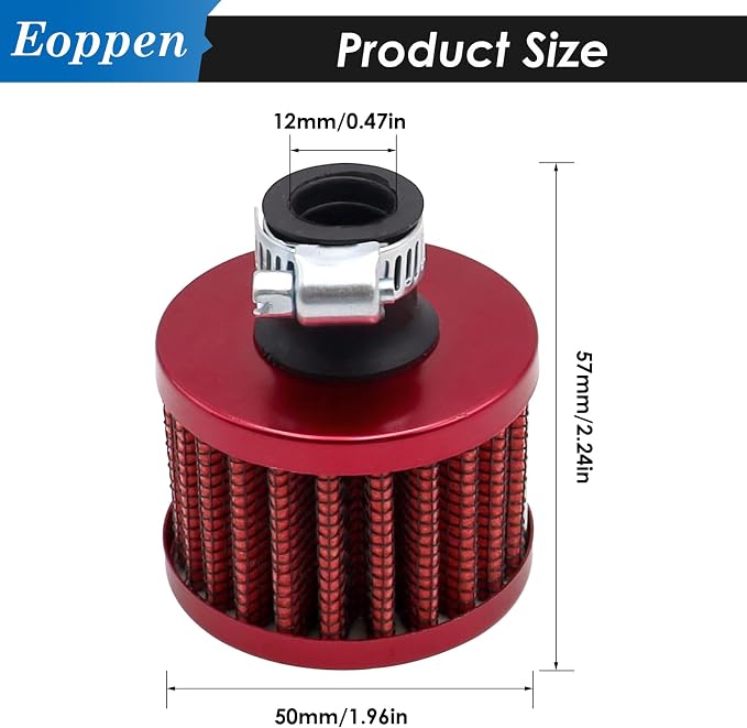 2Pcs 12mm Air Filter Mini Universal Vent Crankcase Cold Air Intake Breathe - Image 2