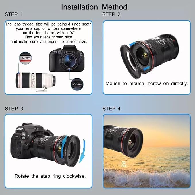 YAMAFOO 62mm to 52mm Step-Up Ring/Step Down Rings Filter Adapter - Image 7