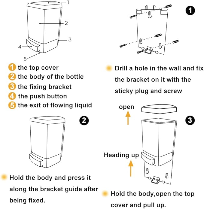 Evhome Manual Soap Dispenser Wall Mount Hand Sanitizer Dispenser 33.8oz Commercial Soap Dispenser for Bathroom Kitchen Restaurant School, Shampoo Dispenser for Liquid Gel Chamber 1000ml-trans