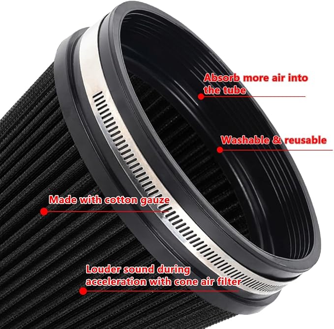 MUGE RACING 6" 152 mm High Flow Inlet Air Filter, Air Intake Cone Filter - Image 2