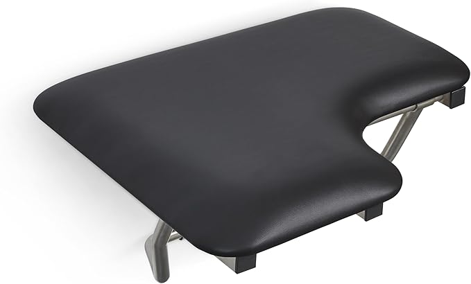 28" x 22.5" Black Padded Cushion Wall Mount Folding Right-Handed Transfer Bench Shower Seat, ADA Compliant