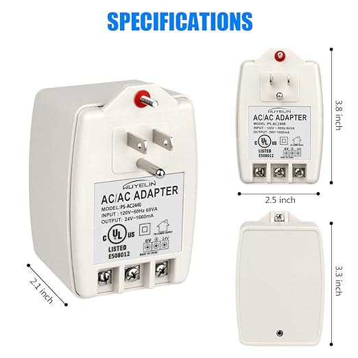 24VAC 40VA Plug in Transformer, Doorbell Transformer Compatible - Image 4