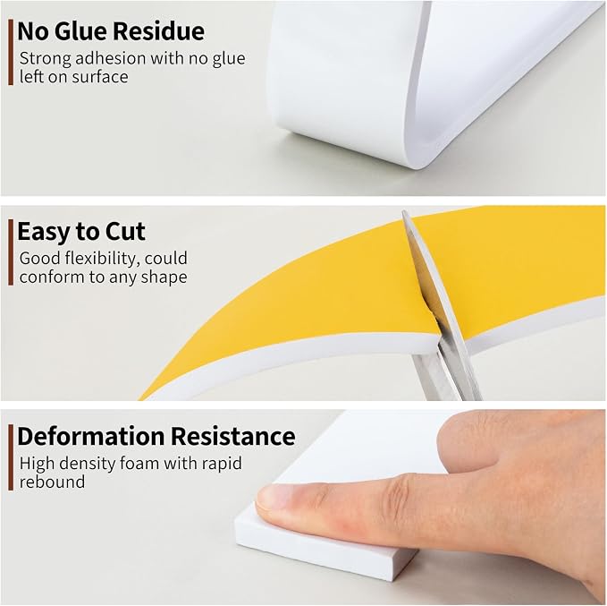 Yotache White Foam Weather Stripping Adhesive 2" x3/8" - Image 6