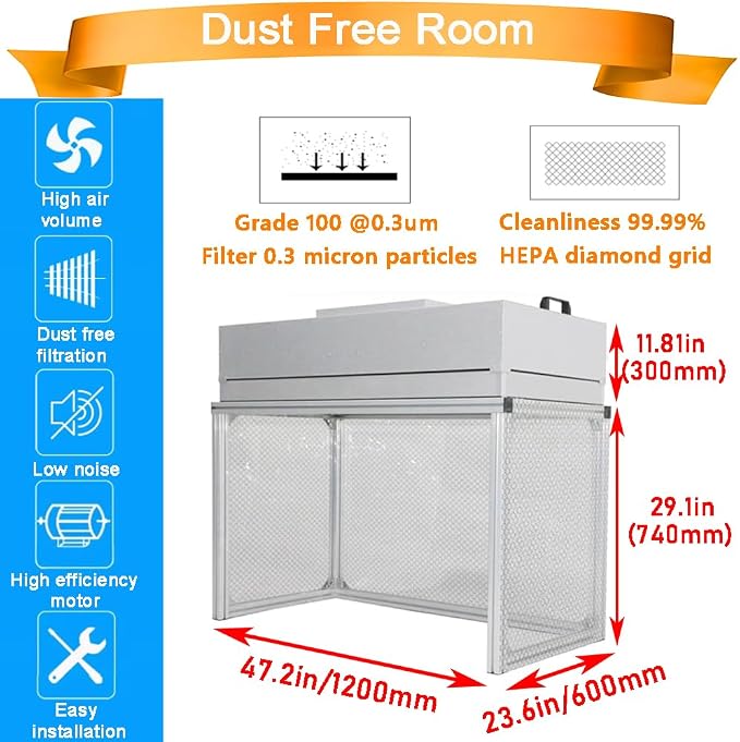 INTBUYING Air Flow Clean Bench Vertical Laminar Flow Hood Dust Free Room - Image 3
