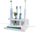 Electric Toothbrush Countertop Holder with Diatomite Stone - Bathroom Sink Organizer or Wall-Mounted Rack, Compatible with Philips Sonicare, Oral-B (White)