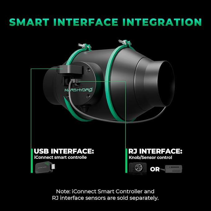 MARS HYDRO iFresh 4'' Inline Duct Fan Combo, Quiet Grow Tent Ventilation System - Image 3