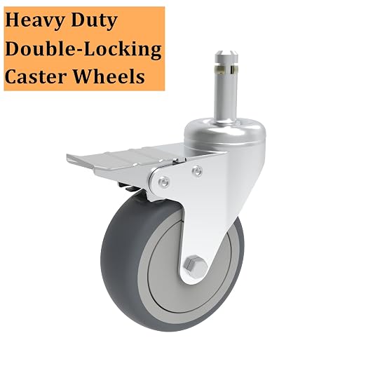 RILIDRI 4-Inch Swivel Stem Caster, 7/16-Inch Stem Diameter Rubber Wheel - Image 9