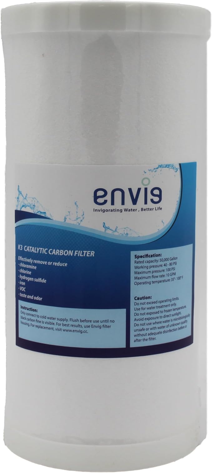 Envig K3 Iron and Hydrogen Sulfide 4.5” x 10” Whole House Water Filter by Envig