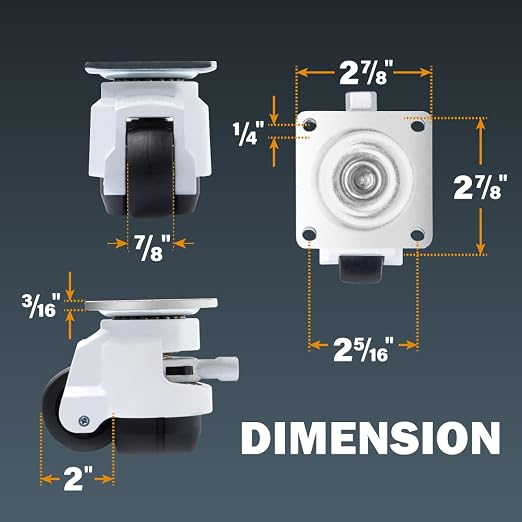 POWERTEC 17300 2-Inch Leveling Casters Set of 4 | Heavy Duty - Image 5