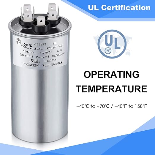 Frienda 35+5 MFD 35/5 uf ±6% 370V or 440V VAC Dual Run Round Capacitor - Image 5